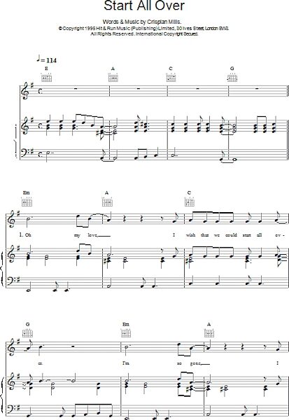 open zoom image for Start All Over - Piano/Vocal/Guitar, New, Main