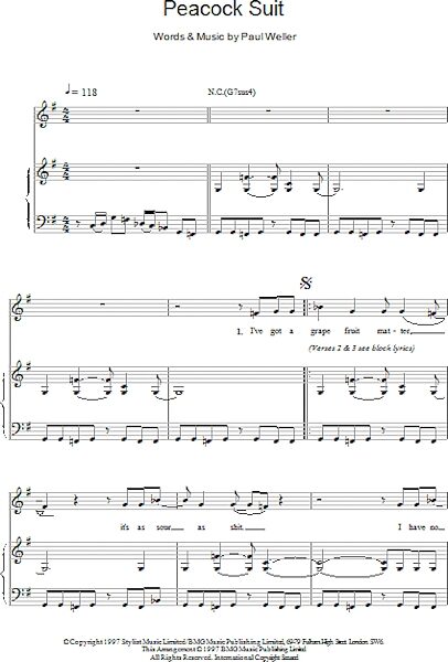 open zoom image for Peacock Suit - Piano/Vocal/Guitar, New, Main