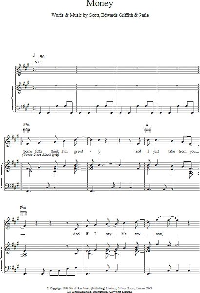 open zoom image for Money - Piano/Vocal/Guitar, New, Main