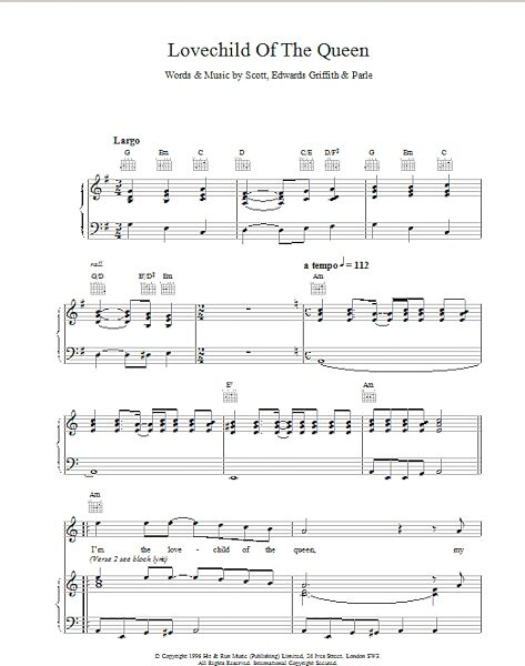 open zoom image for Lovechild Of The Queen - Piano/Vocal/Guitar, New, Main