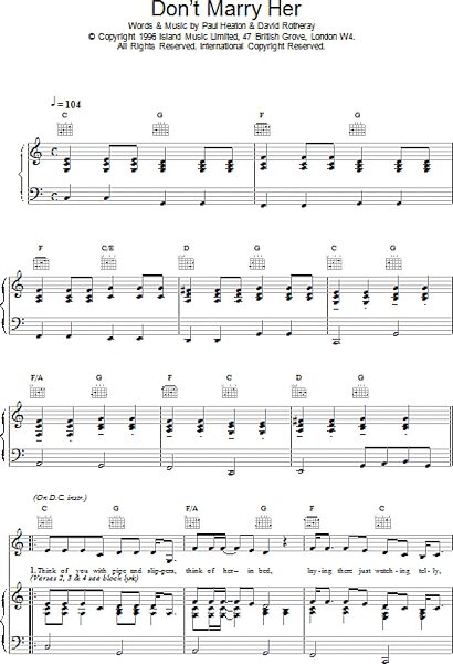 open zoom image for Don't Marry Her - Piano/Vocal/Guitar, New, Main