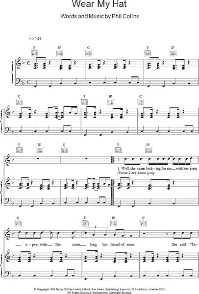 open zoom image for Wear My Hat - Piano/Vocal/Guitar, New, Main
