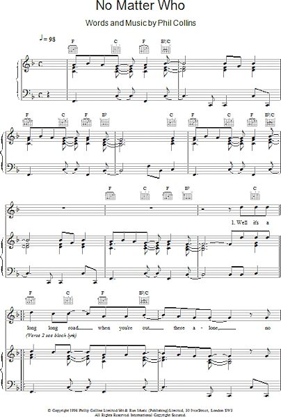 open zoom image for No Matter Who - Piano/Vocal/Guitar, New, Main