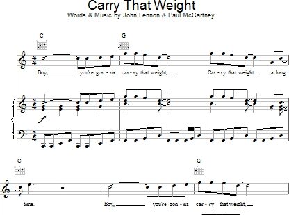 open zoom image for Carry That Weight - Piano/Vocal/Guitar, New, Main