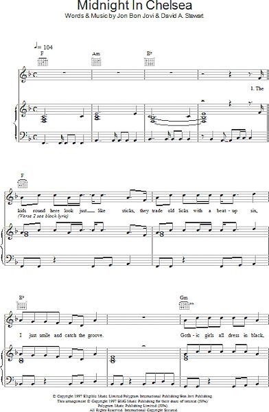 open zoom image for Midnight In Chelsea - Piano/Vocal/Guitar, New, Main