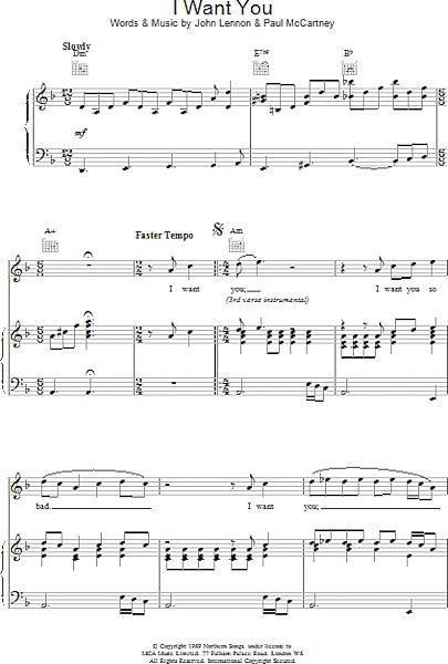 open zoom image for I Want You - Piano/Vocal/Guitar, New, Main