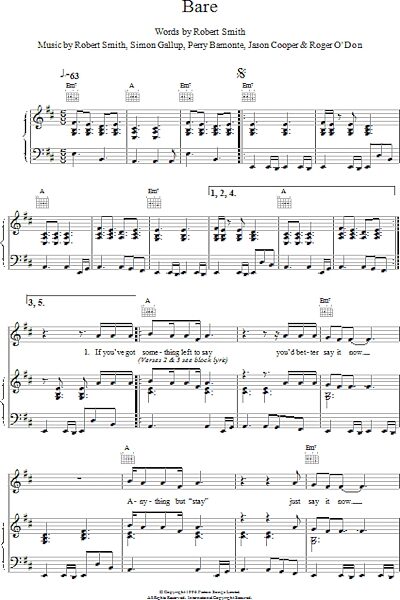 open zoom image for Bare - Piano/Vocal/Guitar, New, Main