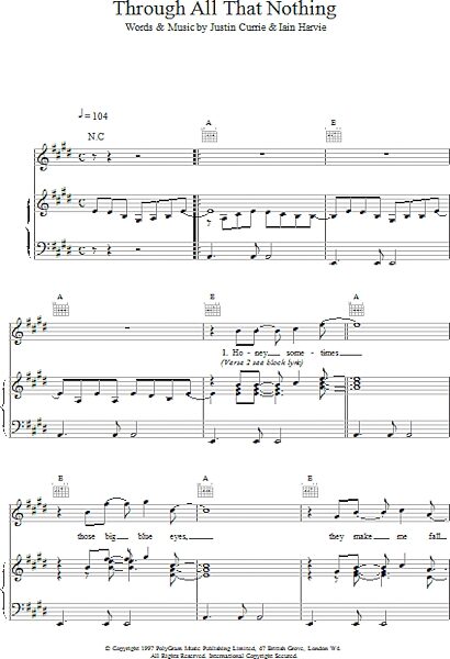 open zoom image for Through All That Nothing - Piano/Vocal/Guitar, New, Main