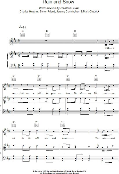 open zoom image for Rain And Snow - Piano/Vocal/Guitar, New, Main