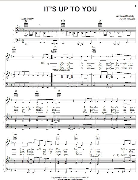 open zoom image for It's Up To You - Piano/Vocal/Guitar, New, Main