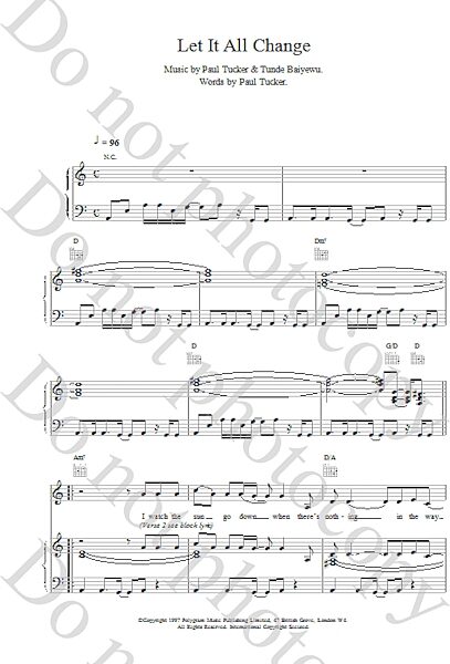 open zoom image for Let It All Change - Piano/Vocal/Guitar, New, Main