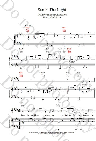 open zoom image for Sun In The Night - Piano/Vocal/Guitar, New, Main