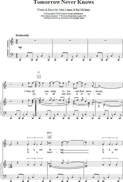 open zoom image for Tomorrow Never Knows - Piano/Vocal/Guitar, New, Main