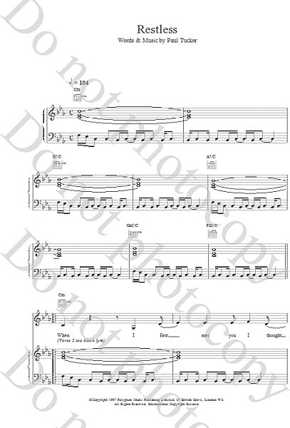 open zoom image for Restless - Piano/Vocal/Guitar, New, Main