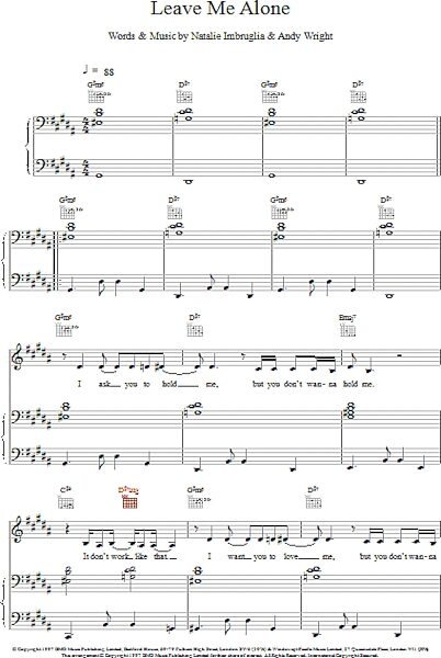 open zoom image for Leave Me Alone - Piano/Vocal/Guitar, New, Main