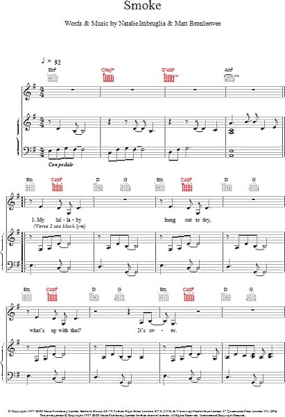 open zoom image for Smoke - Piano/Vocal/Guitar, New, Main