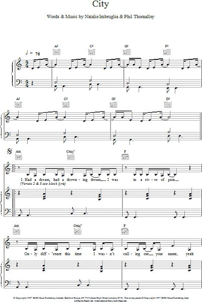 open zoom image for City - Piano/Vocal/Guitar, New, Main
