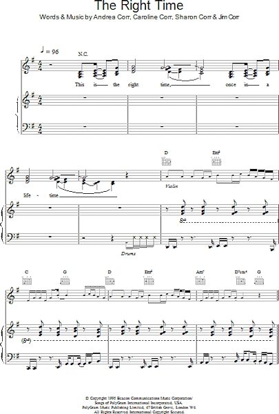 open zoom image for The Right Time - Piano/Vocal/Guitar, New, Main