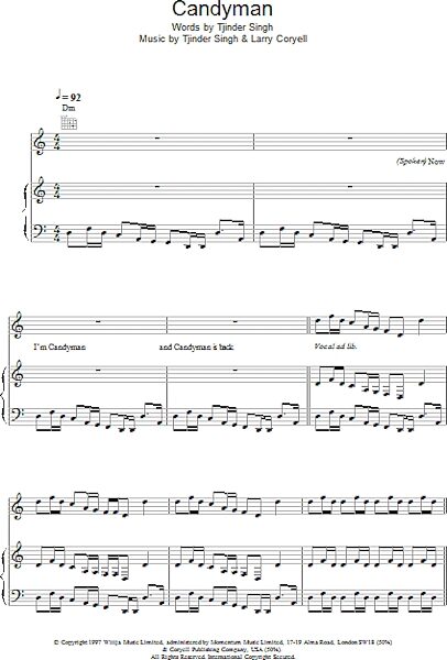 open zoom image for Candyman - Piano/Vocal/Guitar, New, Main