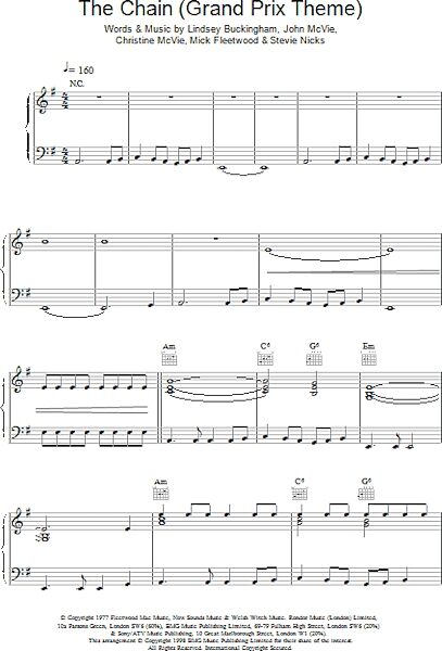 open zoom image for The Chain (extract) - Grand Prix Theme - Piano Solo, New, Main