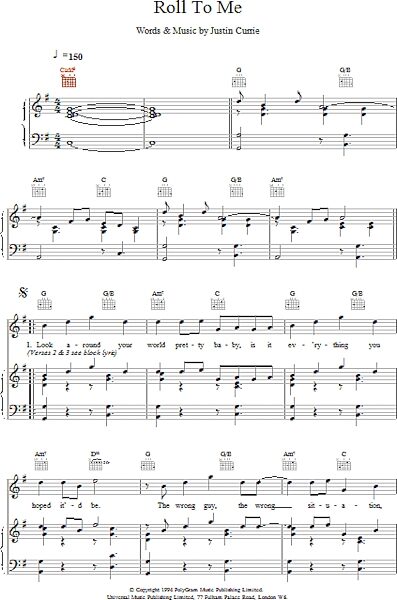 open zoom image for Roll To Me - Piano/Vocal/Guitar, New, Main