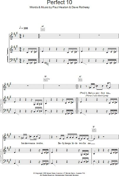 open zoom image for Perfect 10 - Piano/Vocal/Guitar, New, Main