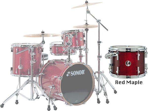 open zoom image for Sonor Force 3007 Stage2 4-Piece Drum Shell Kit, Red Maple
