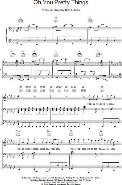 open zoom image for Oh! You Pretty Things - Piano/Vocal/Guitar, New, Main