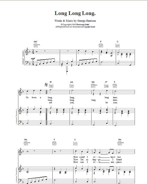 open zoom image for Long Long Long - Piano/Vocal/Guitar, New, Main