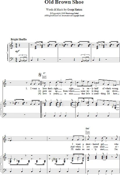 open zoom image for Old Brown Shoe - Piano/Vocal/Guitar, New, Main