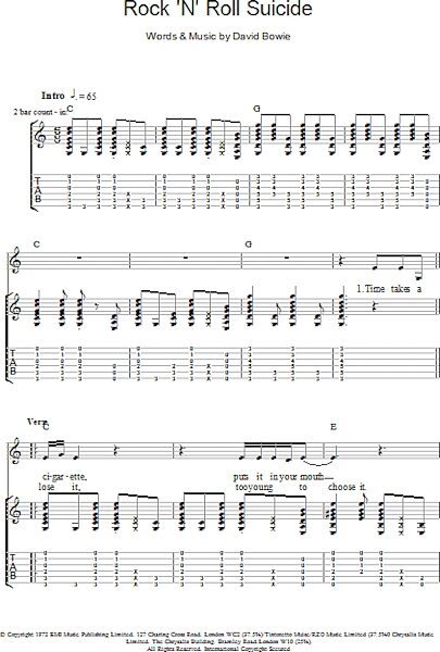 open zoom image for Rock 'N' Roll Suicide - Guitar TAB, New, Main