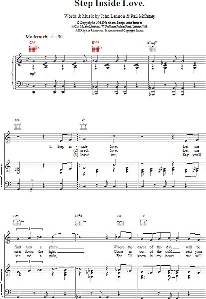 open zoom image for Step Inside Love - Piano/Vocal/Guitar, New, Main
