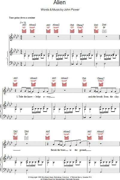 open zoom image for Alien - Piano/Vocal/Guitar, New, Main