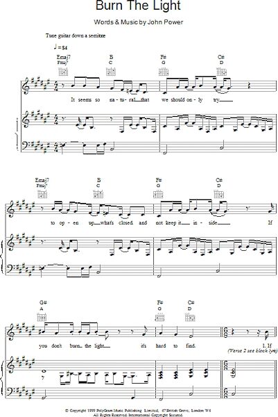 open zoom image for Burn The Light - Piano/Vocal/Guitar, New, Main
