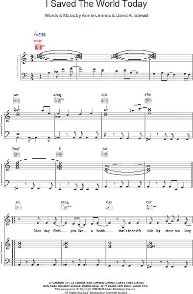 open zoom image for I Saved The World Today - Piano/Vocal/Guitar, New, Main