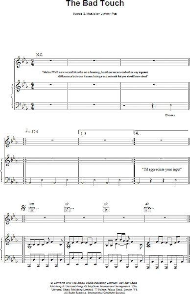 open zoom image for The Bad Touch - Piano/Vocal/Guitar, New, Main
