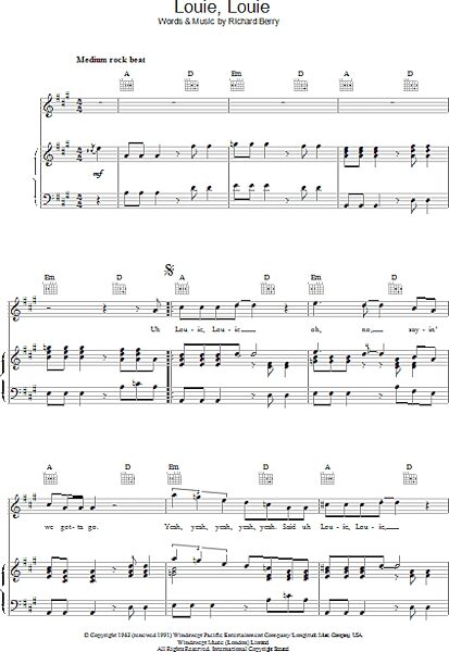 open zoom image for Louie, Louie - Piano/Vocal/Guitar, New, Main
