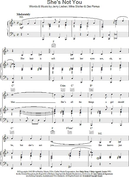 open zoom image for She's Not You - Piano/Vocal/Guitar, New, Main