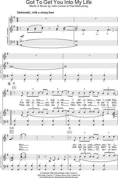 open zoom image for Got To Get You Into My Life - Piano/Vocal/Guitar, New, Main