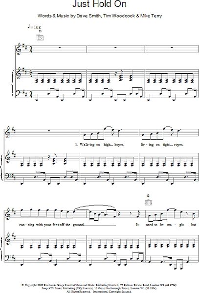 open zoom image for Just Hold On - Piano/Vocal/Guitar, New, Main