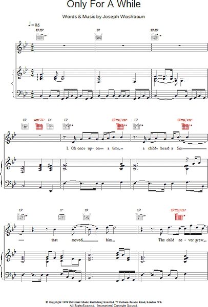 open zoom image for Only For A While - Piano/Vocal/Guitar, New, Main