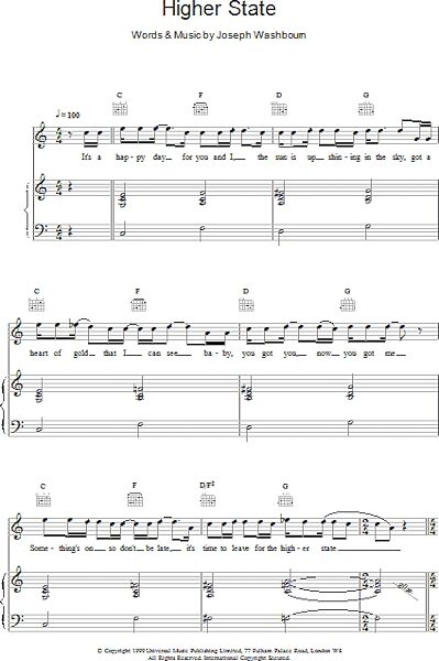 open zoom image for Higher State - Piano/Vocal/Guitar, New, Main