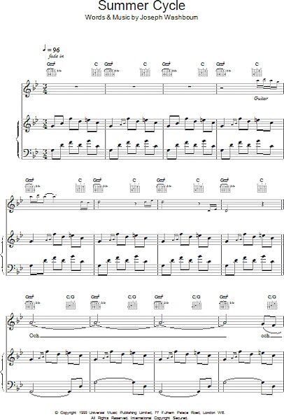 open zoom image for Summer Cycle - Piano/Vocal/Guitar, New, Main