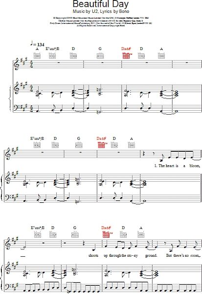 open zoom image for Beautiful Day - Piano/Vocal/Guitar, New, Main