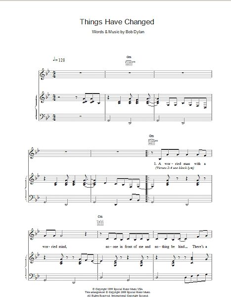 open zoom image for Things Have Changed - Piano/Vocal/Guitar, New, Main