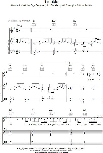 open zoom image for Trouble - Piano/Vocal/Guitar, New, Main