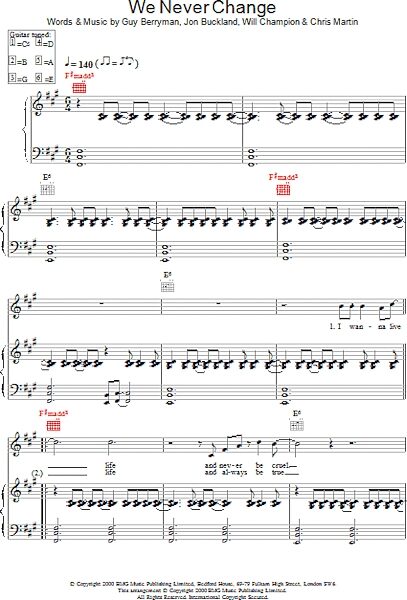 open zoom image for We Never Change - Piano/Vocal/Guitar, New, Main