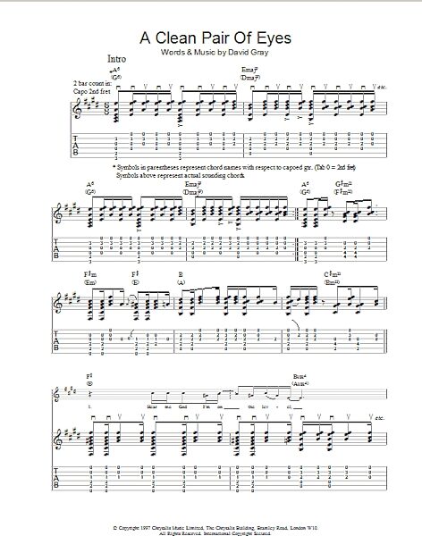 open zoom image for A Clean Pair Of Eyes - Guitar TAB, New, Main