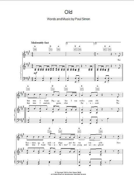 open zoom image for Old - Piano/Vocal/Guitar, New, Main