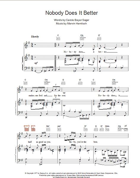open zoom image for Nobody Does It Better - Piano/Vocal/Guitar, New, Main